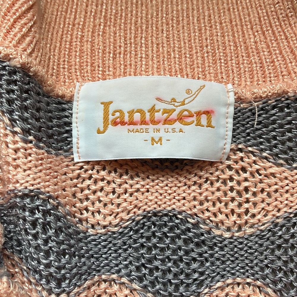 Vintage Jantzen Collared Striped Knit Sweater S/M - Picture 3 of 9
